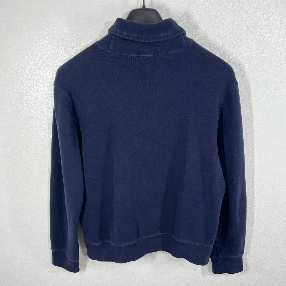 Polo Ralph Lauren Navy Shawl Collar Sweatshirt‎ L 100% Cotton Pullover Red Pony